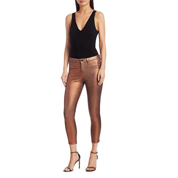 COPY - NEW L'agence Margot Metallic High-Rise Jeans 24 - Picture 1 of 12